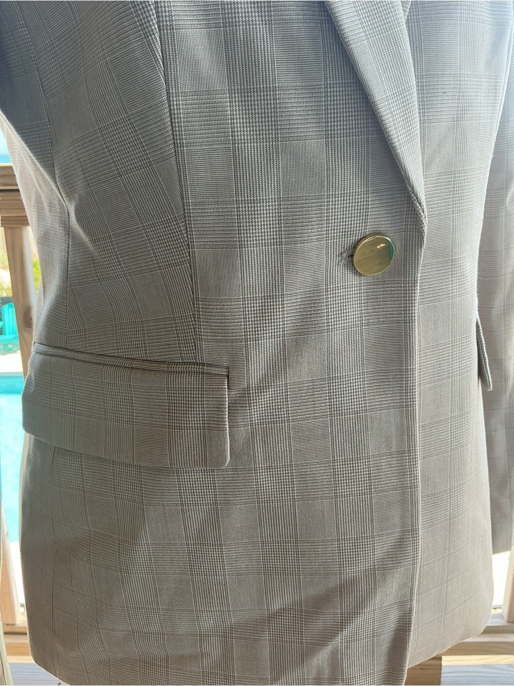 Calvin Klein Taupe Plaid Tailored Blazer - Picture 5 of 14